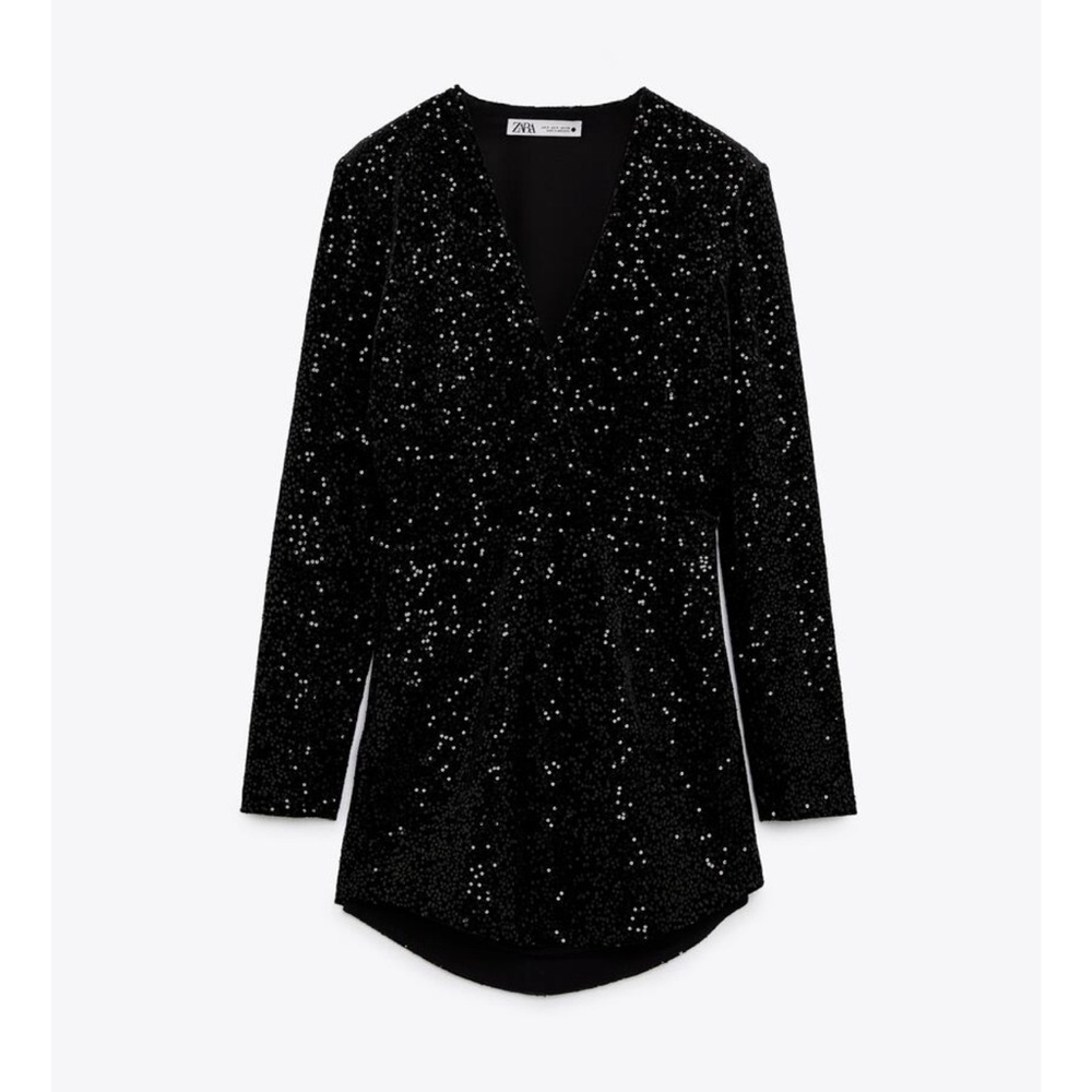 Zara black short sequin dress. Small.